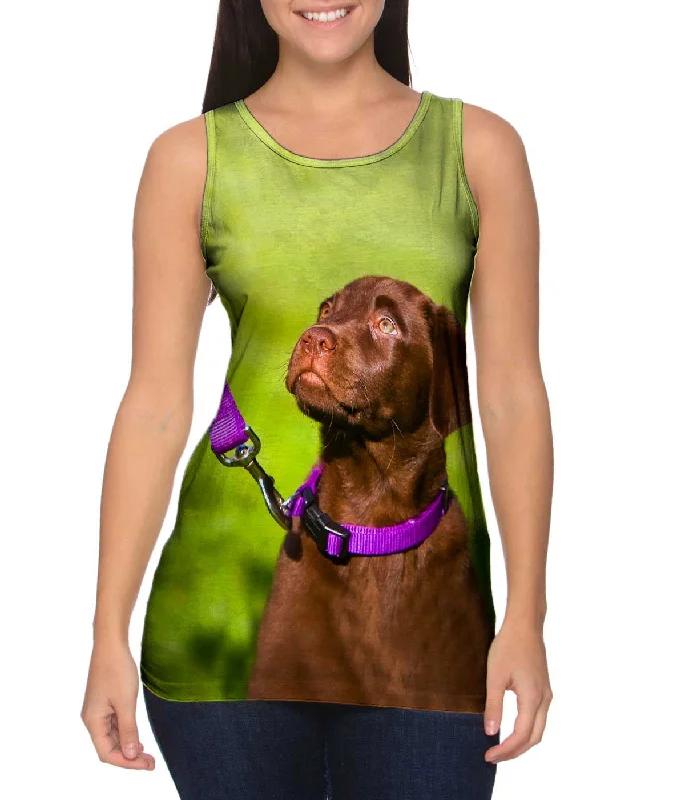 Mock Neck Women's Performance Tank Tops for CyclingObedient Chocolate Lab