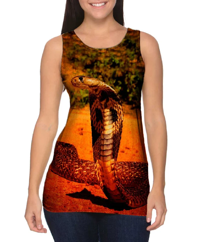 Crew Neck Women's Sustainable Tank Tops Made from Recycled MaterialsOrange Cobra