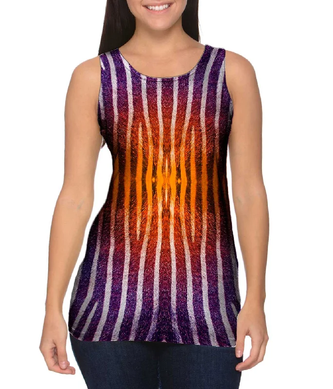 Square Neck Women's Organic Cotton Tank Tops in Earth TonesOrange Zebra Stripes Copy