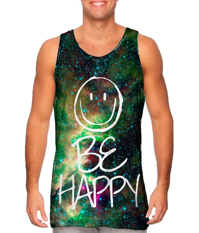 Women's Longline Tank Tops with Abstract PrintsOut Of This World Be Happy Space Galaxy