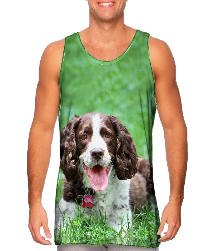 V - Neck Women's Moisture - Wicking Tank Tops for RunningOutgoing Cocker Spaniel In Garden