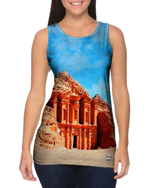 Plus Size Women's Puff - Sleeve Tank Tops in Pastel HuesPetra Jordan Monastery