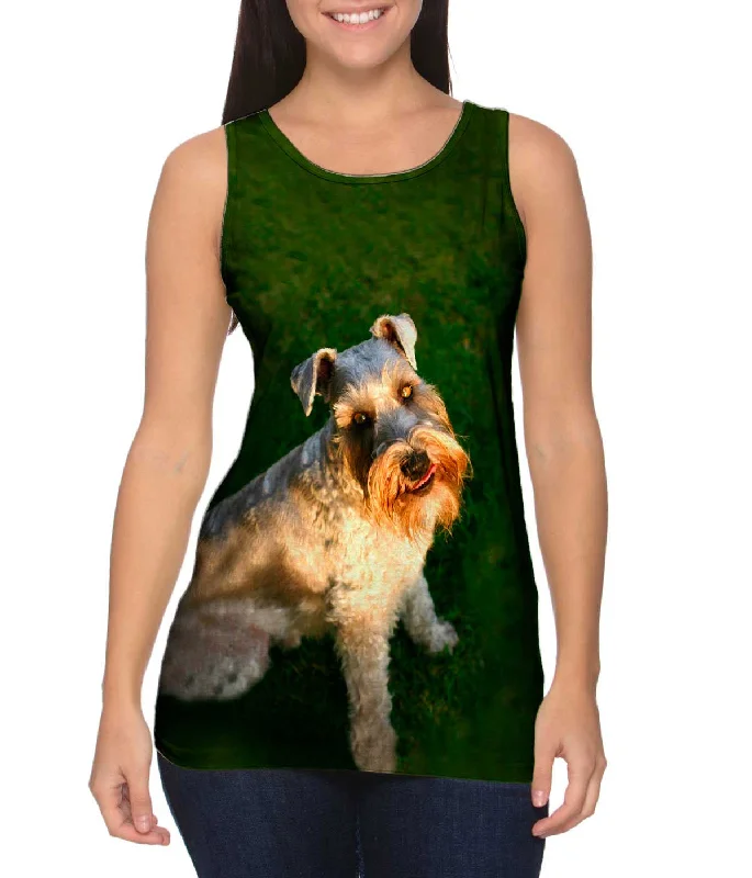 Crew Neck Women's Sustainable Tank Tops Made from Recycled MaterialsPhoto Loving Schnauzer