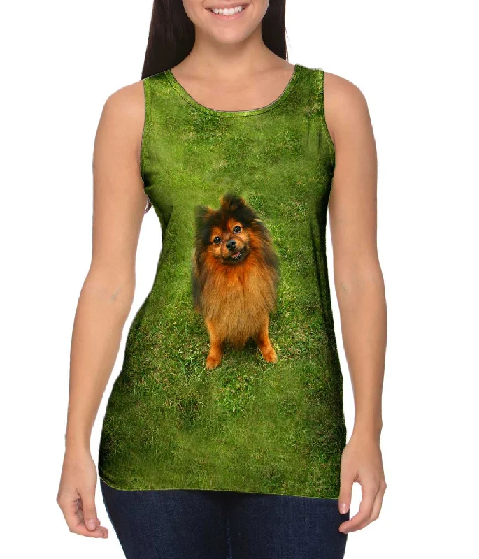 Mock Neck Women's Performance Tank Tops for CyclingPhotogenic Pomeranian