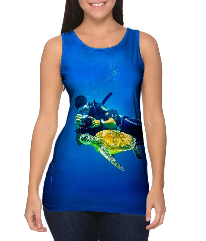 High - Neck Women's Silk Blend Tank Tops for a Luxurious FeelPhotographing Turtles Underwater