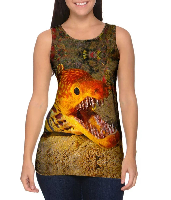 Women's Longline Tank Tops with Abstract PrintsPicopato Eel Sharp Teeth Underwater