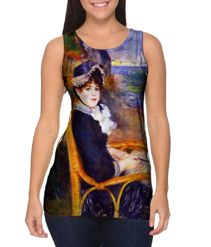 Scoop Neck Women's Linen Blend Tank Tops for SummerPierre Auguste Renoir - "By The Seashore" (1883)