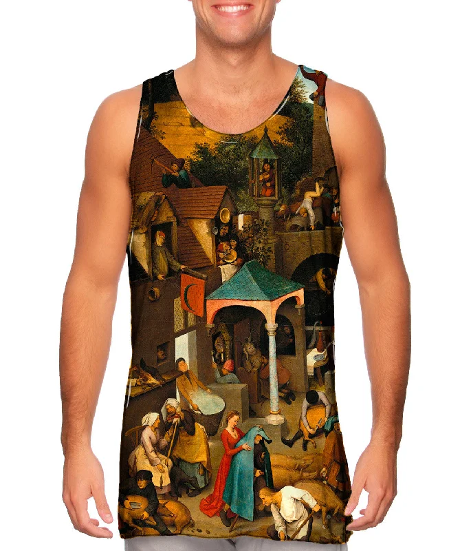 Plus Size Women's Criss - Cross Back Tank Tops in Neon ColorsPieter Bruegel The Elder - "Netherlandish Proverbs"(1559)