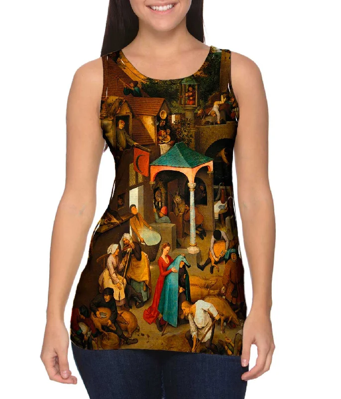 Plus Size Women's Glitter - Trimmed Tank Tops for Party NightsPieter Bruegel The Elder - "Netherlandish Proverbs"(1559)