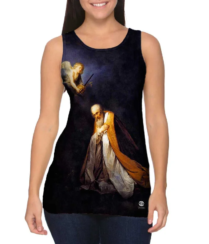 Plus Size Women's Ruffled Hem Tank Tops with Floral PrintsPieter de Grebber - "King David in Prayer" (1635)