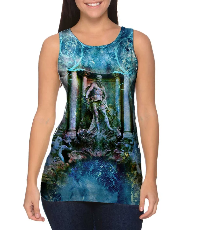 V - Neck Women's Moisture - Wicking Tank Tops for RunningPietro Bacci - "Trevi Fountain/ Oceanus"