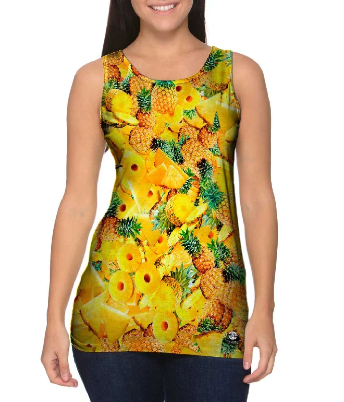 Plus Size Women's Embroidered Tank Tops in Boho StylesPineapple Fiesta Jumbo