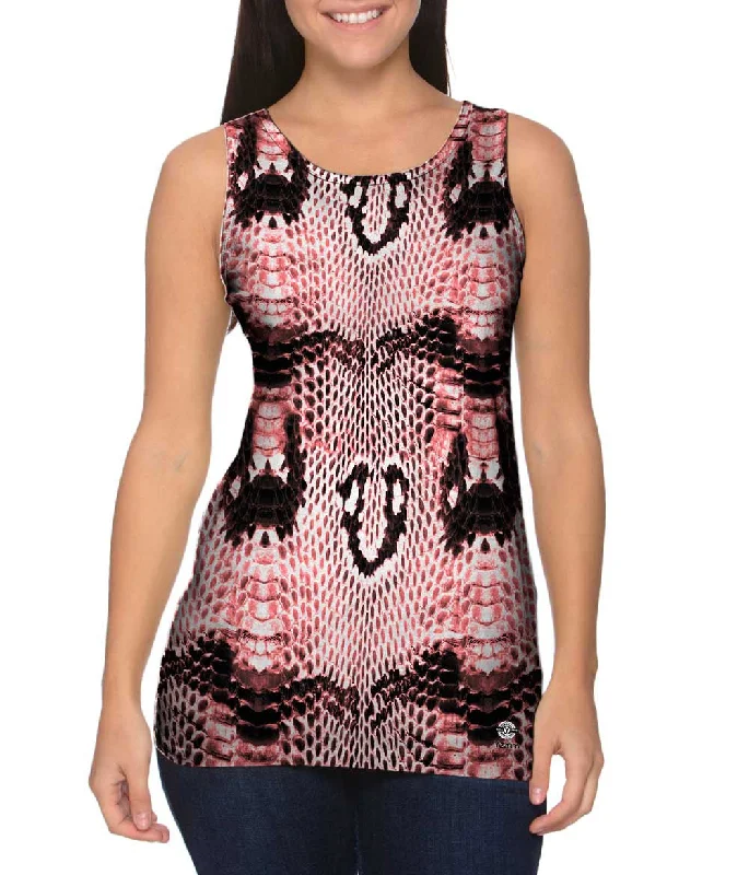 High - Neck Women's Silk Blend Tank Tops for a Luxurious FeelPink Cobra Snake Skin