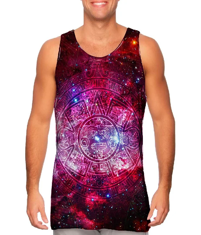 Women's Spaghetti Strap Tank Tops with Geometric PatternsPink Galaxy Aztec Cluster