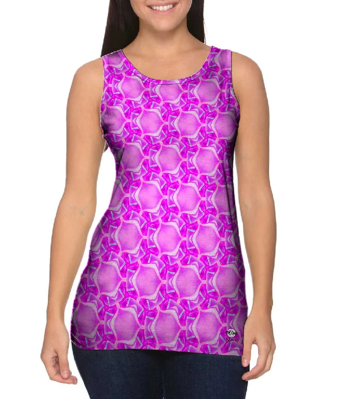 Crew Neck Women's Sustainable Tank Tops Made from Recycled MaterialsPink Palooza Patten