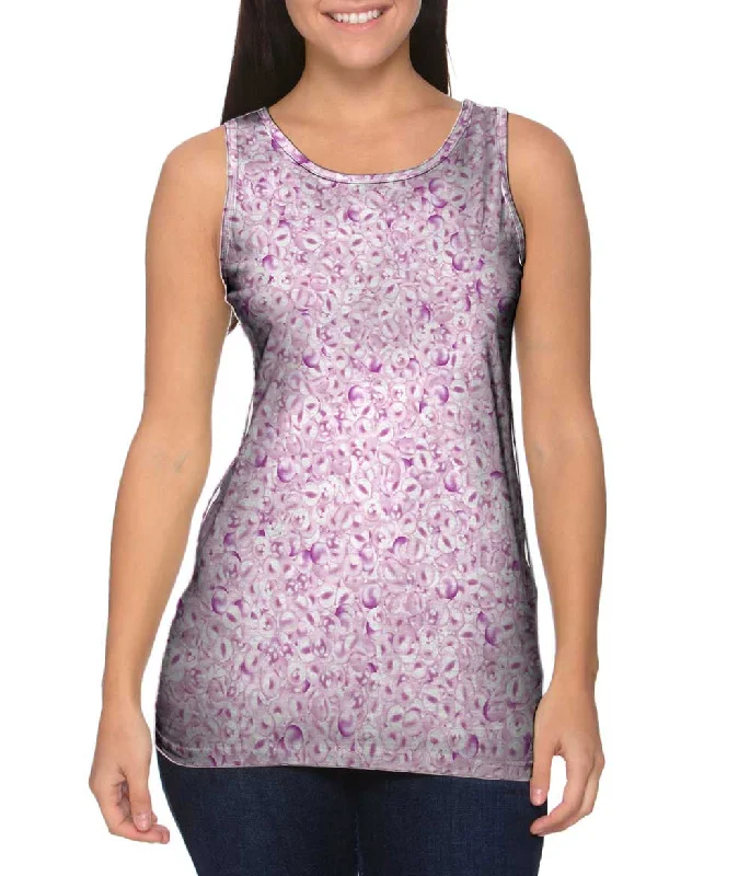 Women's Cropped Tank Tops with Vintage Band LogosPink Pearls Delight