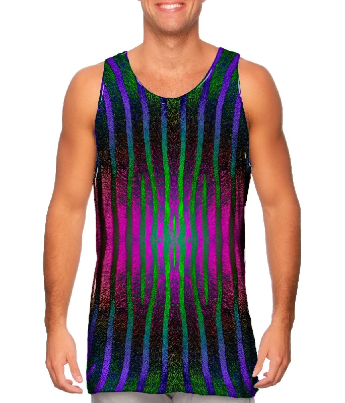 Mock Neck Women's Performance Tank Tops for CyclingPink Purple Green Zebra Stripes