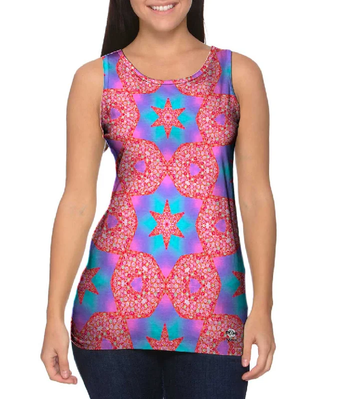 Women's Sleeveless Ribbed Tank Tops for a Trendy LookPink Starts Pattern