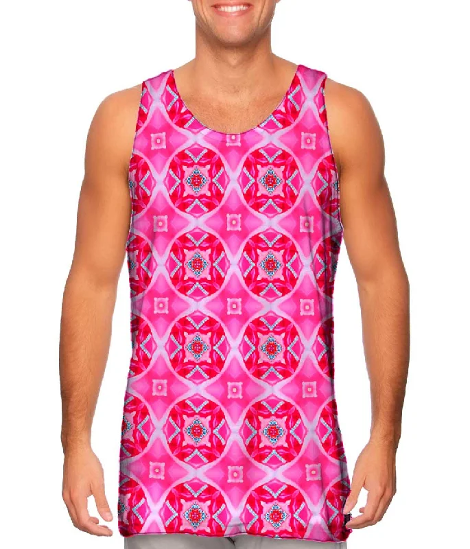 V - Neck Women's Moisture - Wicking Tank Tops for RunningPink Trippy Roses