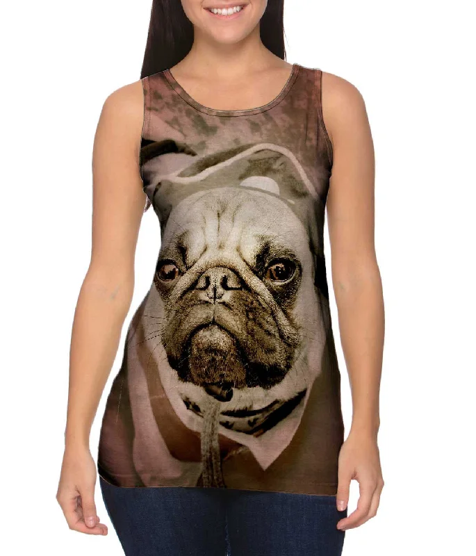 Scoop Neck Women's Linen Blend Tank Tops for SummerPirate Beach Pug