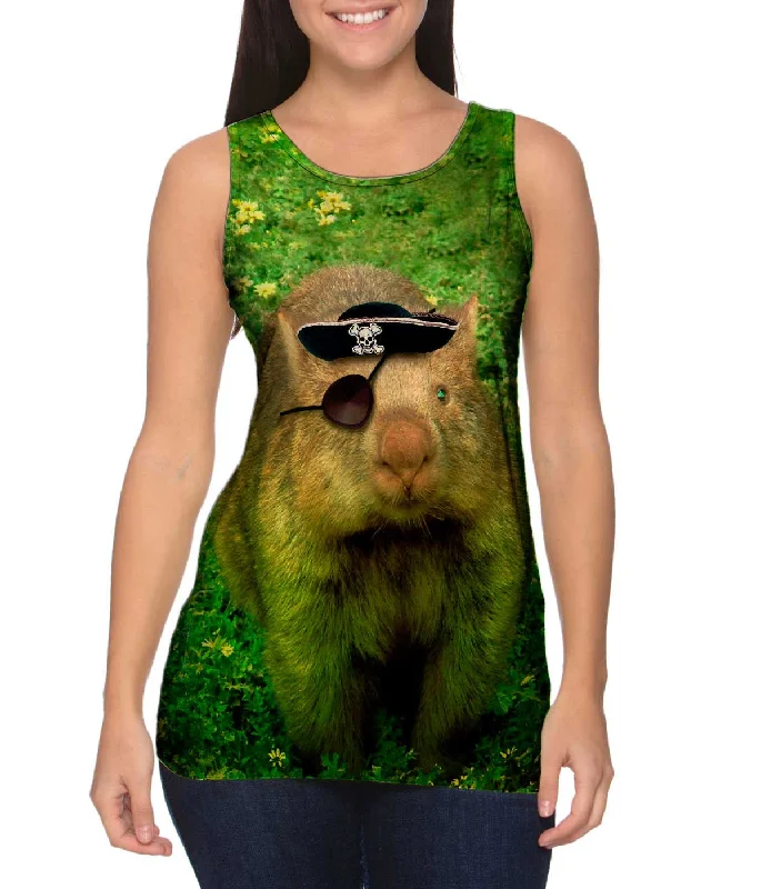 Crew Neck Women's Sustainable Tank Tops Made from Recycled MaterialsPirate Wombat