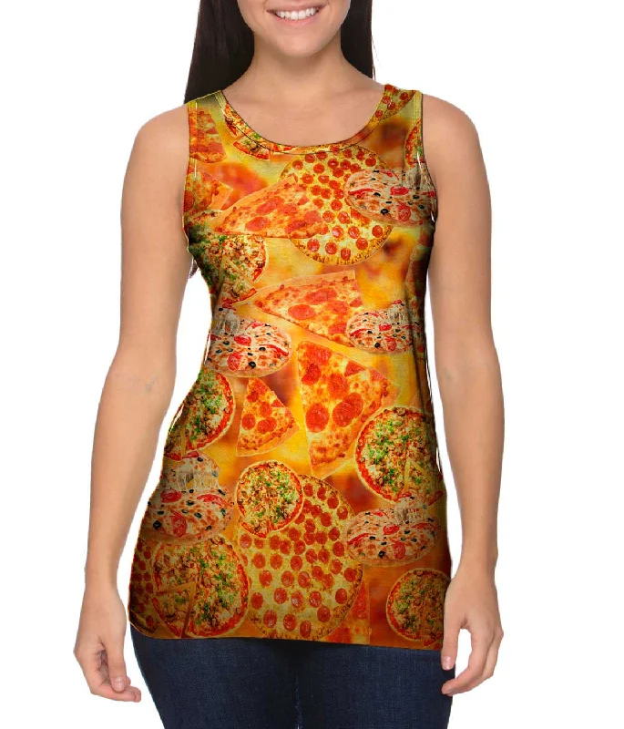 Plus Size Women's Embroidered Tank Tops in Boho StylesPizza Galore