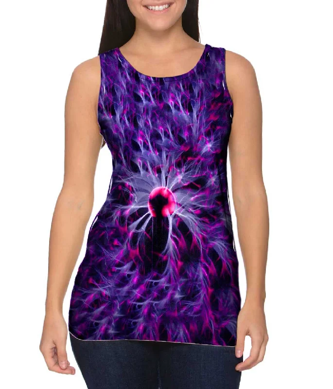 Women's Longline Tank Tops with Abstract PrintsPlasma Lamp Purple Allover