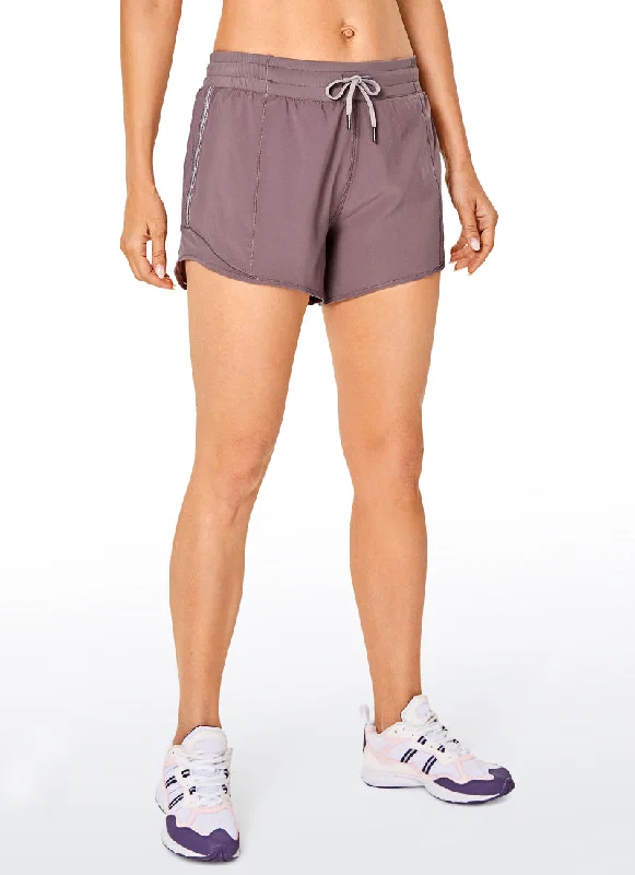 Tie - Waist Women Shorts for a Customizable FitFeathery-Fit Mid-Rise Lined Shorts with Drawstring 4''