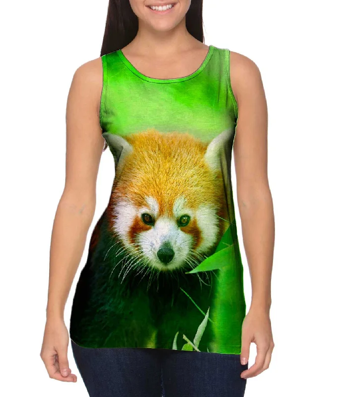 Women's Longline Tank Tops with Abstract PrintsRed Panda