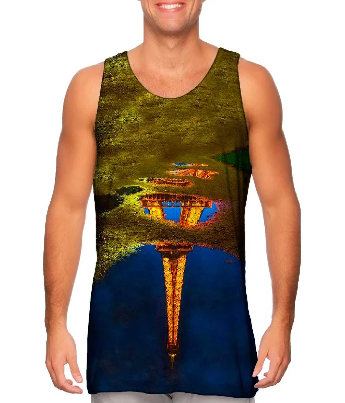 Women's Sleeveless Ribbed Tank Tops for a Trendy LookReflection Of The Eiffel Tower In A Water Puddle