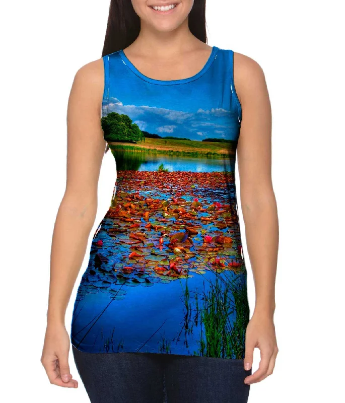 Scoop Neck Women's Linen Blend Tank Tops for SummerRelax Lake