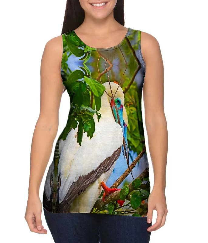 Square Neck Women's Organic Cotton Tank Tops in Earth TonesRest Red Footed Boobies