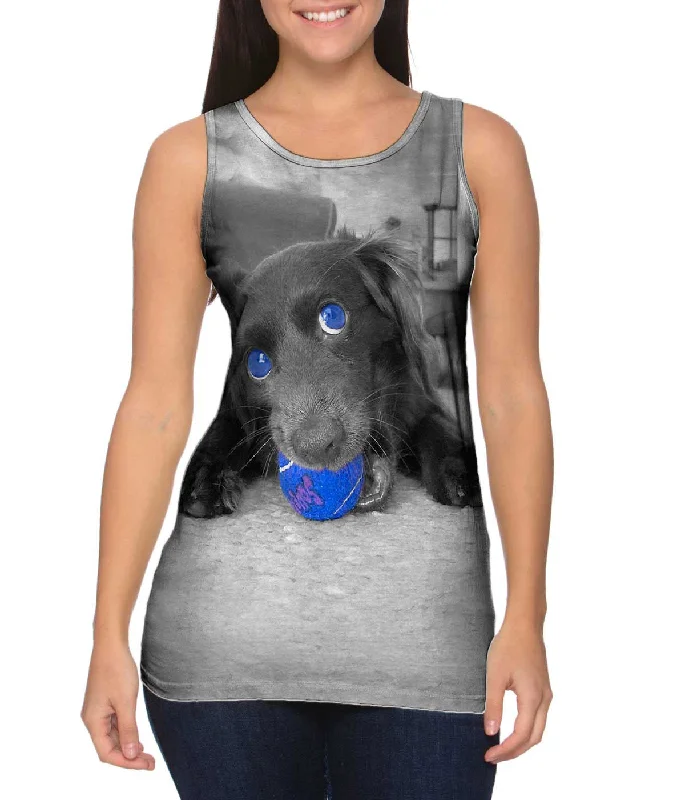 Plus Size Women's Glitter - Trimmed Tank Tops for Party NightsRetro Spaniel