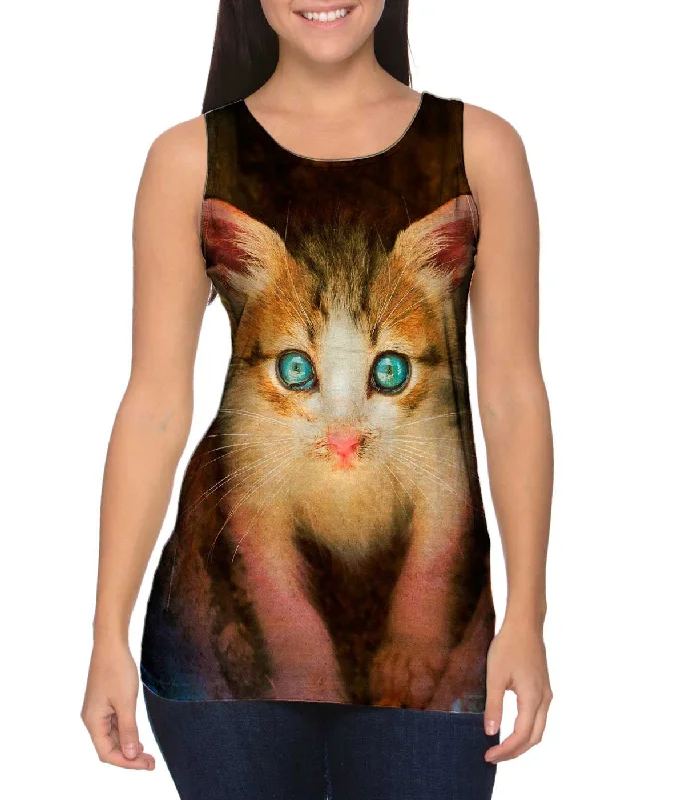 Women's Longline Tank Tops with Abstract PrintsRio City Kitten