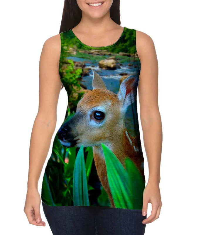 Women's Cropped Tank Tops with Vintage Band LogosRiver Deer Fawn