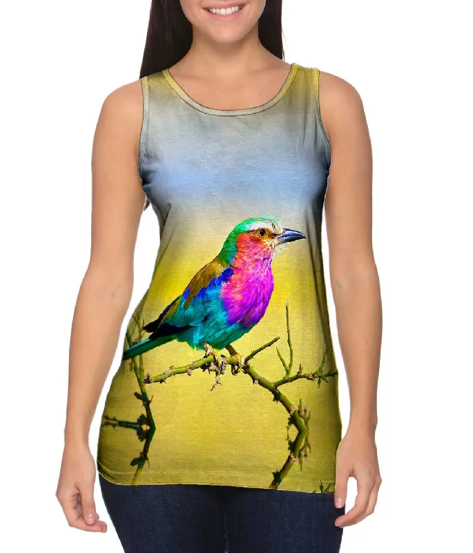 Plus Size Women's Puff - Sleeve Tank Tops in Pastel HuesRoller Bird