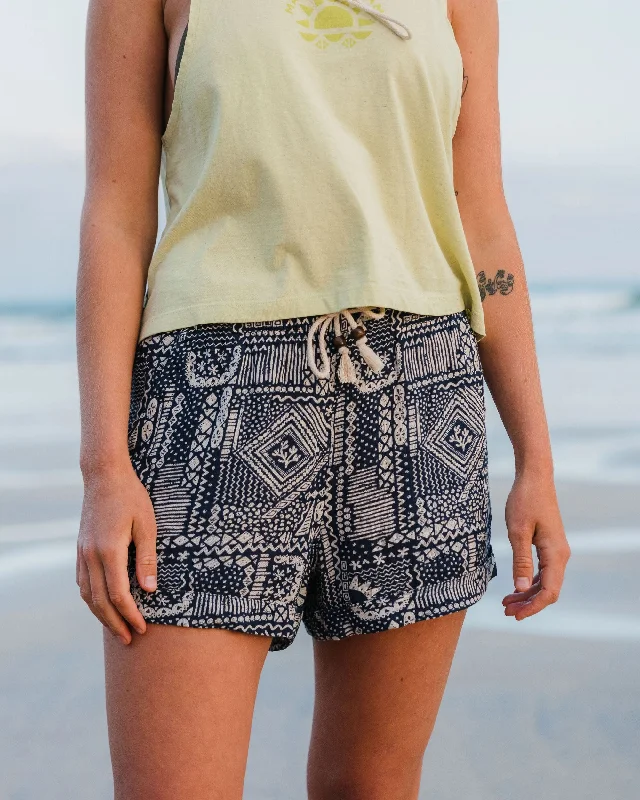 Stretchable Women Shorts for Maximum MobilitySantosa Woven Short - Vintage Patchwork Navy