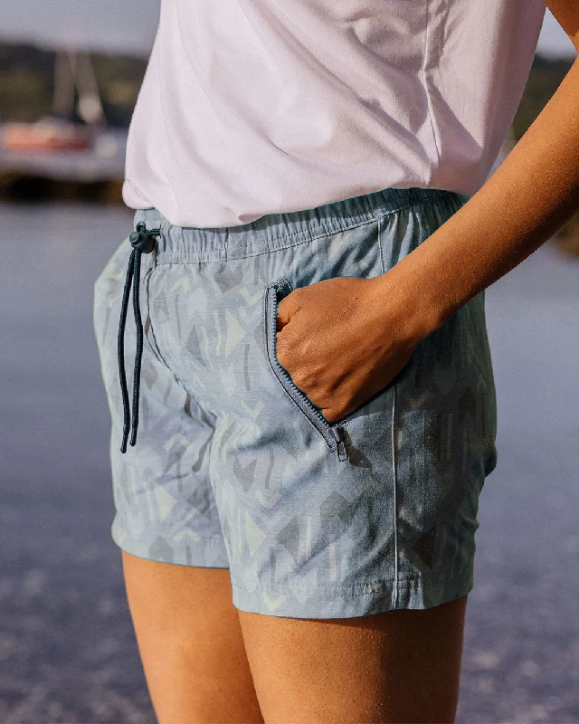 High - Waisted Women Shorts for a Retro and Flattering LookWay Out All Purpose Short - Pistachio Ore Pattern