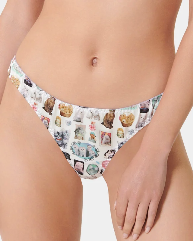 Organic Cotton Bodysuits for an Eco - Friendly and Comfortable OptionBB x Ashley Williams Kitten Print Luxury Satin Thong