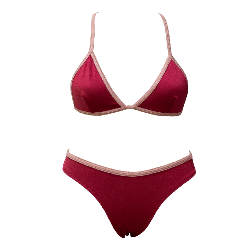 Tropical - themed bikini for a vacation - ready beach outfitBerry Shimmer/Mauve Lily + Ava Bundle