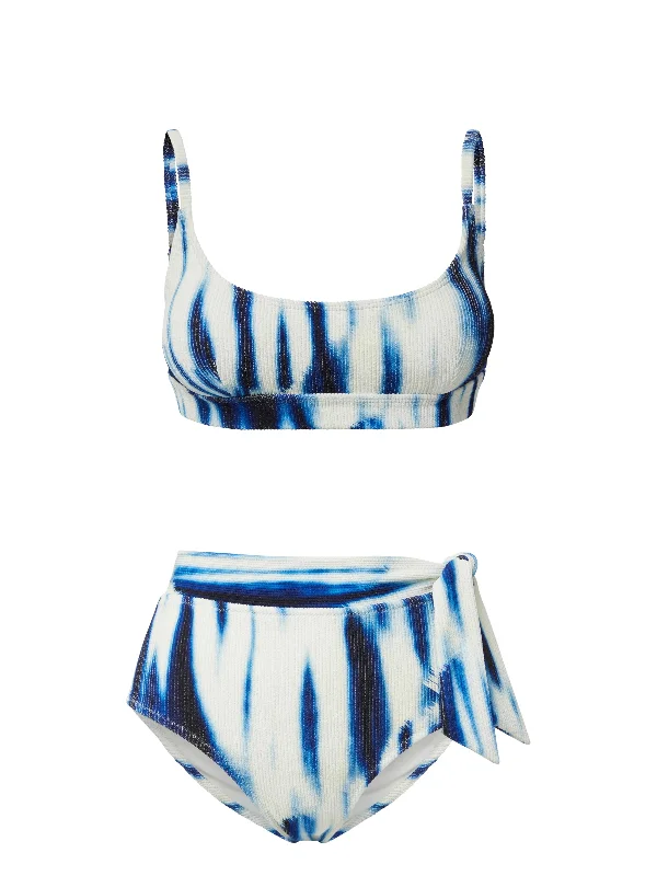 Long - line bikini top for added support and a fashionable lookErika Top + Side Tie High Waist Bottom in Elba Island