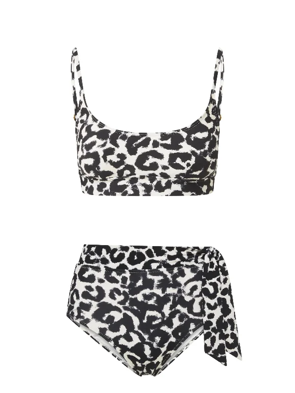 Sports bikini for high - intensity water activities like surfingErika Top + Side Tie High Waist Bottom in Mia Leopard