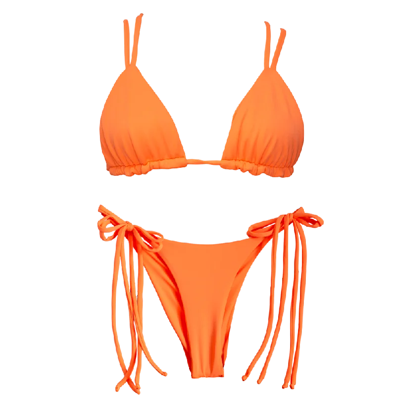 Push - up bikini top to enhance the bust for a confident beach appearanceNeon Orange Tori + Olivia Bundle