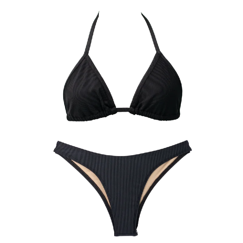 Plus - size bikini with full - coverage options for comfort and confidenceRibbed Black Minimalist Bundle