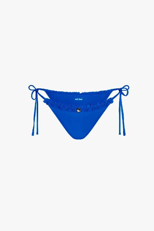 Tie - side bikini bottoms for an adjustable and stylish fitRUFFLE CHARM BIKINI BOTTOM IN ULTRAMARINE